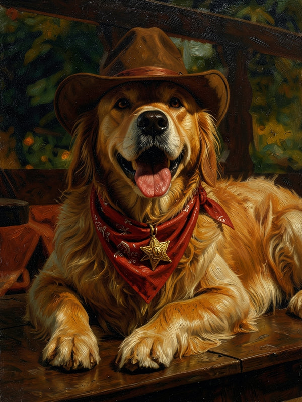 Beispielportrait: Hund im Kostüm Cowboy