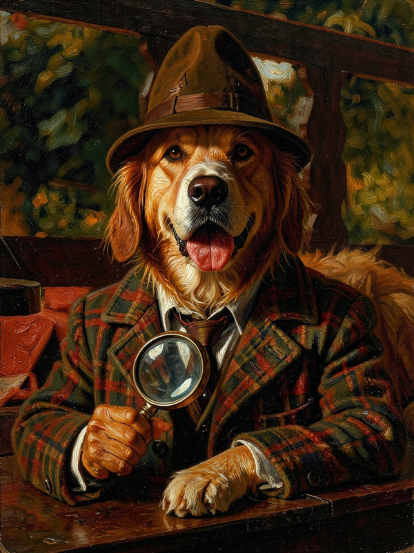 Beispielportrait: Hund im Kostüm Detektiv