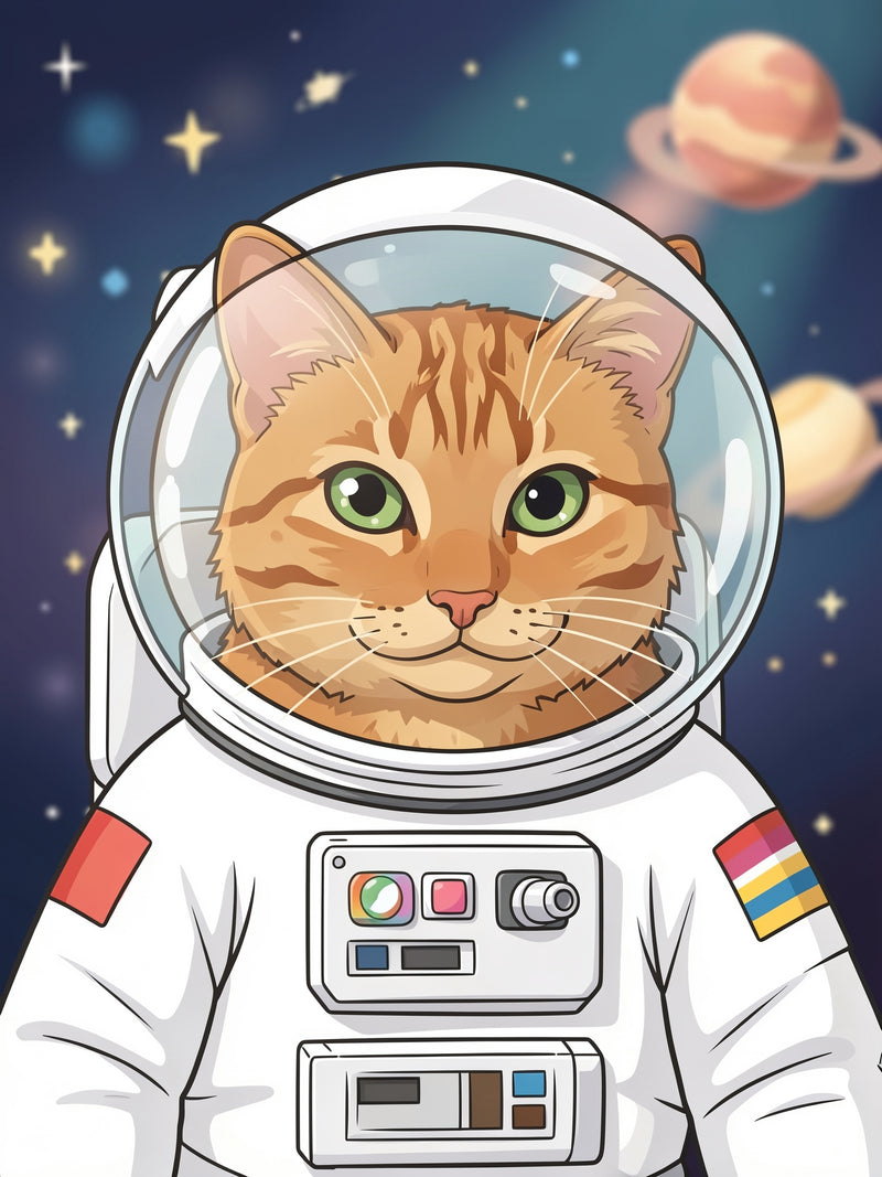 Beispielportrait: Katze als Astronaut