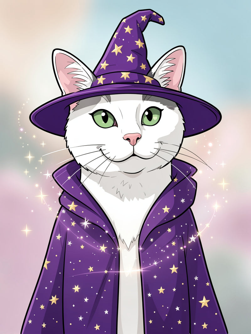 Beispielportrait: Katze als Zauberer