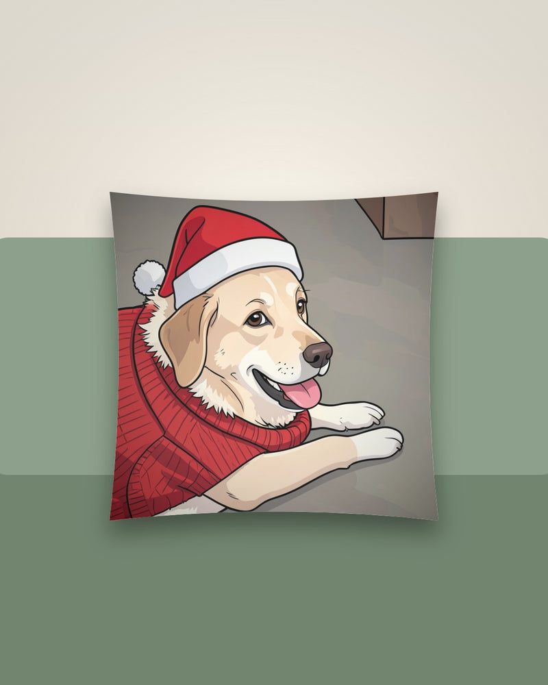 Beispiel-Mockup: Kissen mit Labrador als Weihnachtsheld