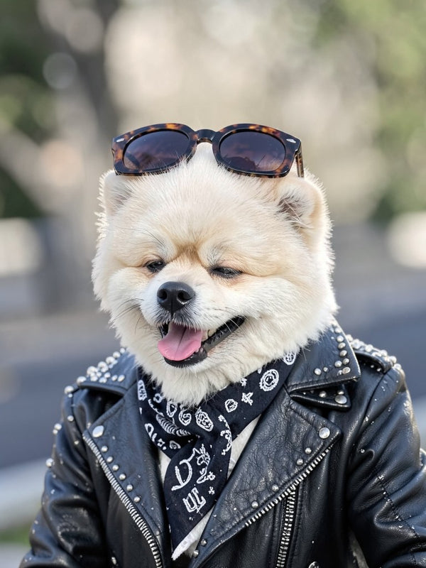 Beispielportrait: Hund im Kostüm Rockstar