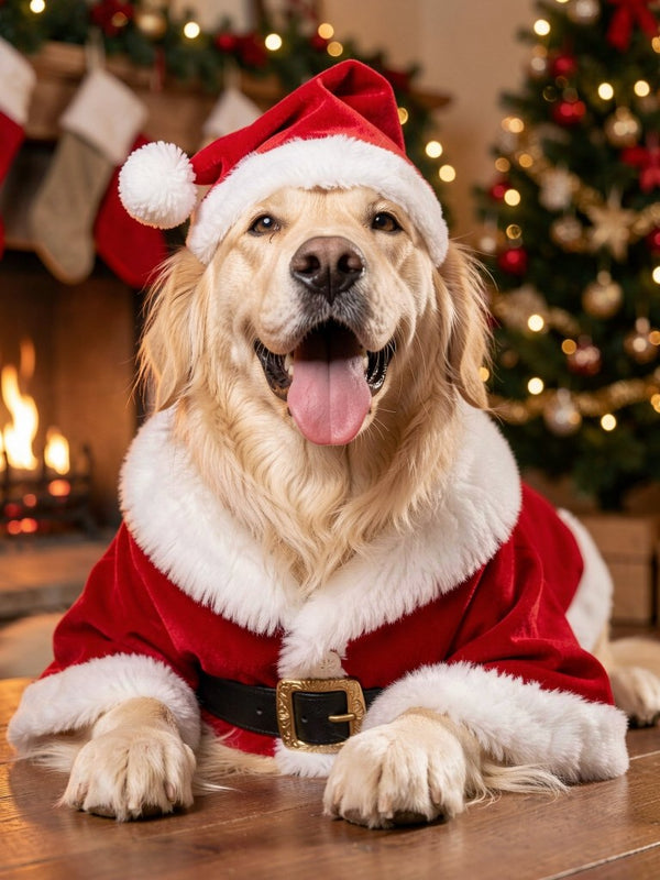 Beispielportrait: Hund im Kostüm Weihnachtsmann