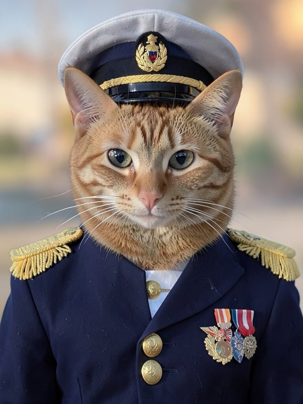 Beispielportrait: Katze im Kostüm Admiral