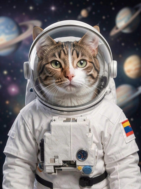 Beispielportrait: Katze im Kostüm Astronaut