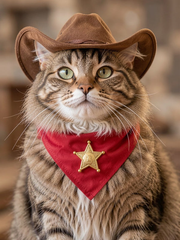 Beispielportrait: Katze im Kostüm Cowboy