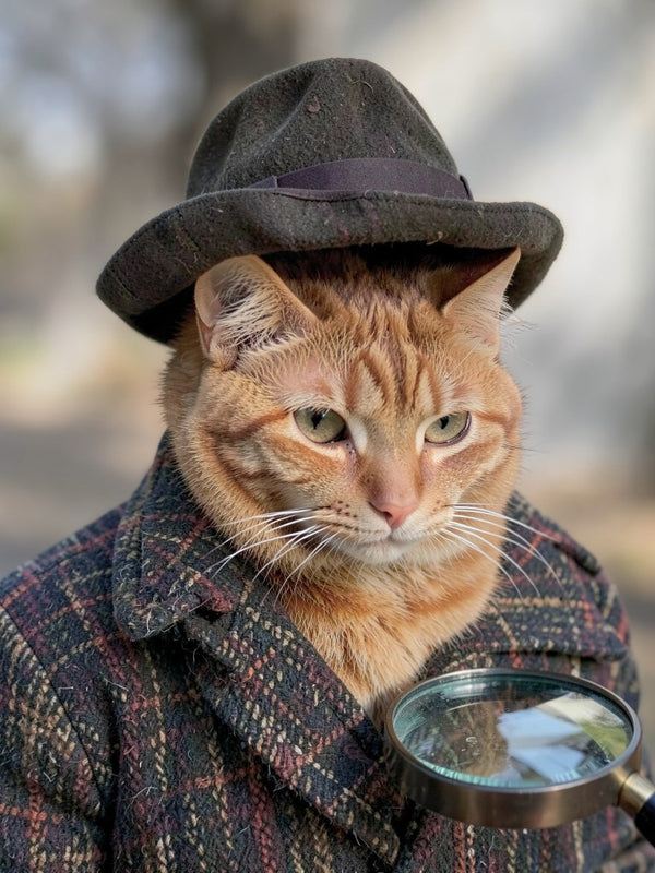 Beispielportrait: Katze im Kostüm Detektiv