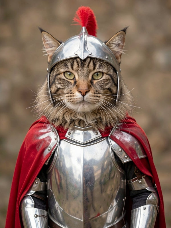 Beispielportrait: Katze im Kostüm Ritter