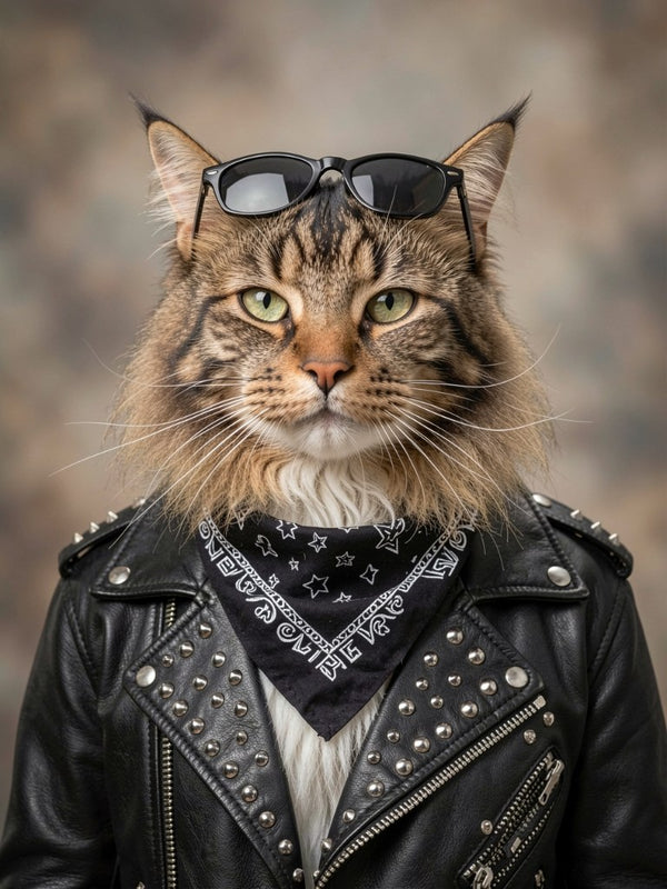 Beispielportrait: Katze im Kostüm Rockstar