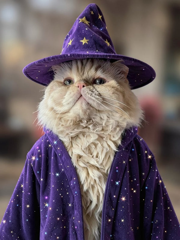 Beispielportrait: Katze im Kostüm Zauberer